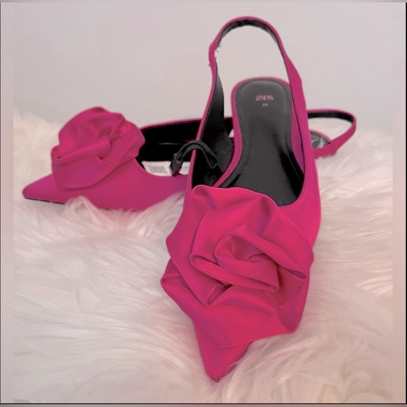 Zara Flower Flat Slingback BNWT - Picture 2 of 14
